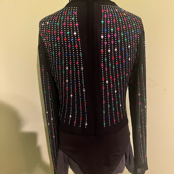 Beaded sequins body suit xlarge see through zip back - Picture 5 of 9